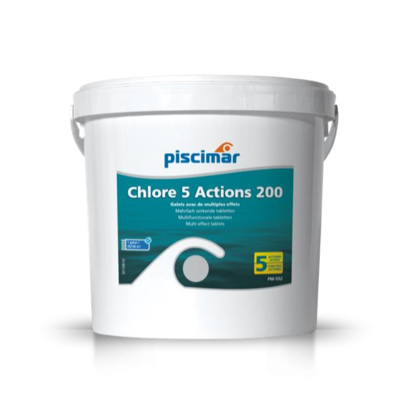 Chlore Multiactions - Désinfecte - Clarifie - Galets 200g - Seau 5kg