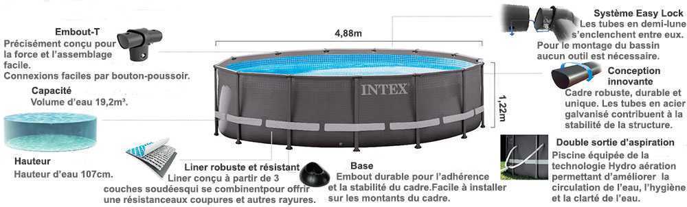 Piscine Tubulaire Intex Ultra Xtr Frame 488 X 122m